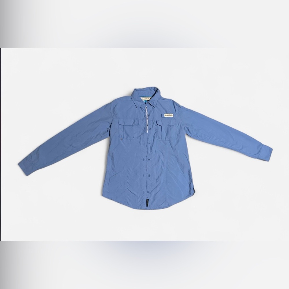 Magellan women’s Long-Sleeve Button-Front Shirt in Blue